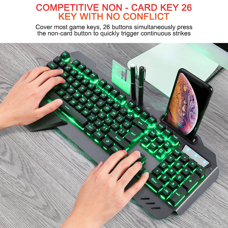Ergonomic Wired Gaming Keyboard with RGB Backlight