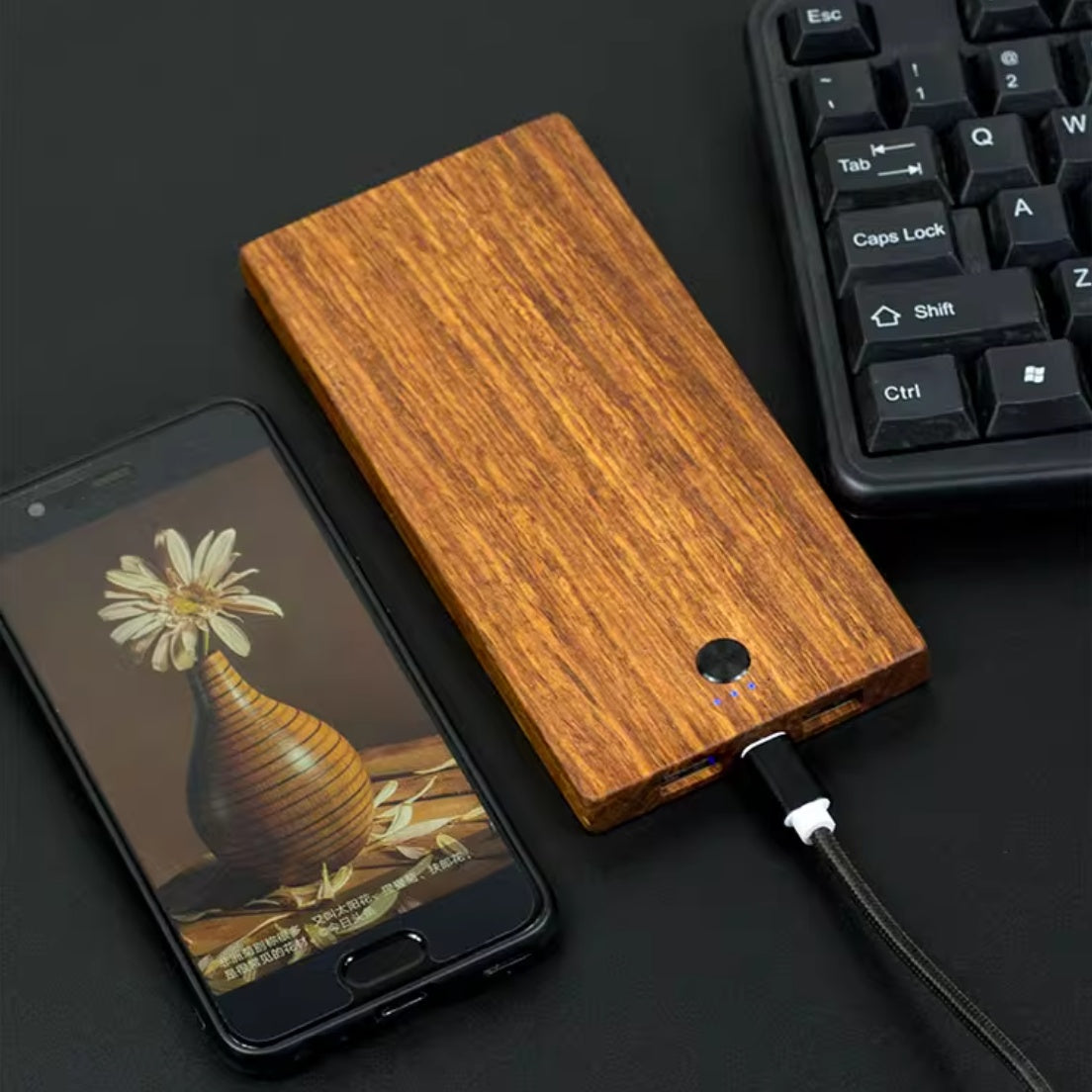 Wooden Handicraft Phone Fast Charge Mobile Power Bank