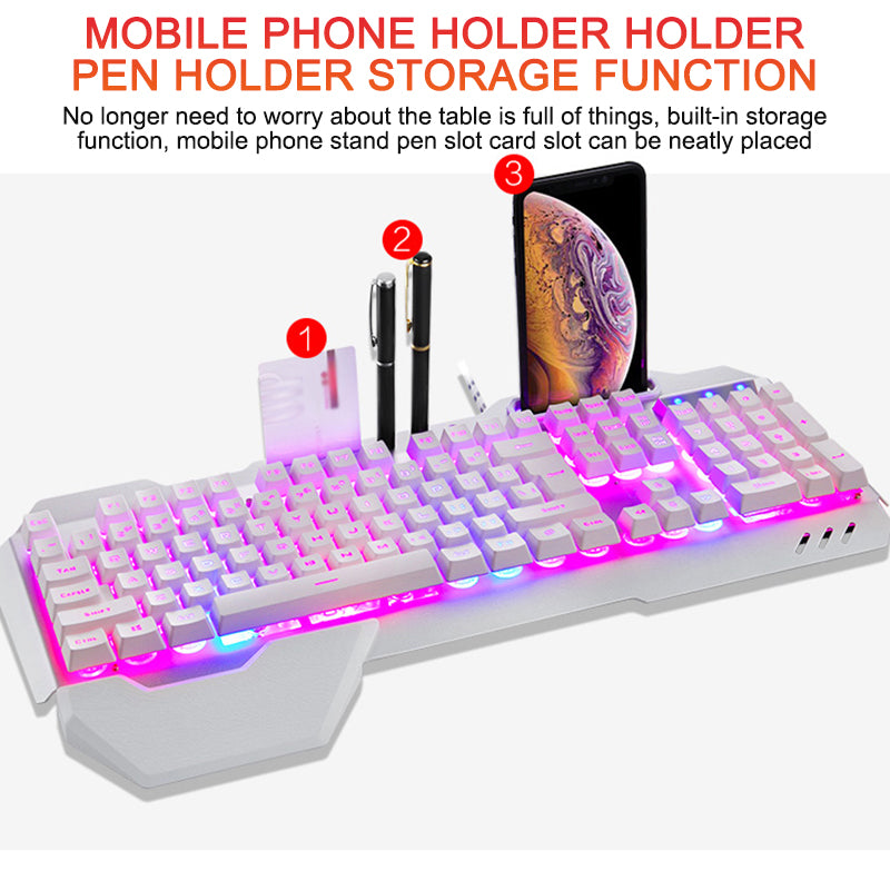 Ergonomic Wired Gaming Keyboard with RGB Backlight