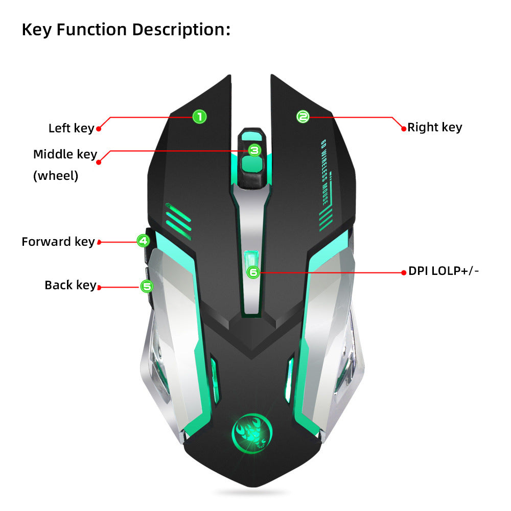 HXSJ new wireless glowing mouse