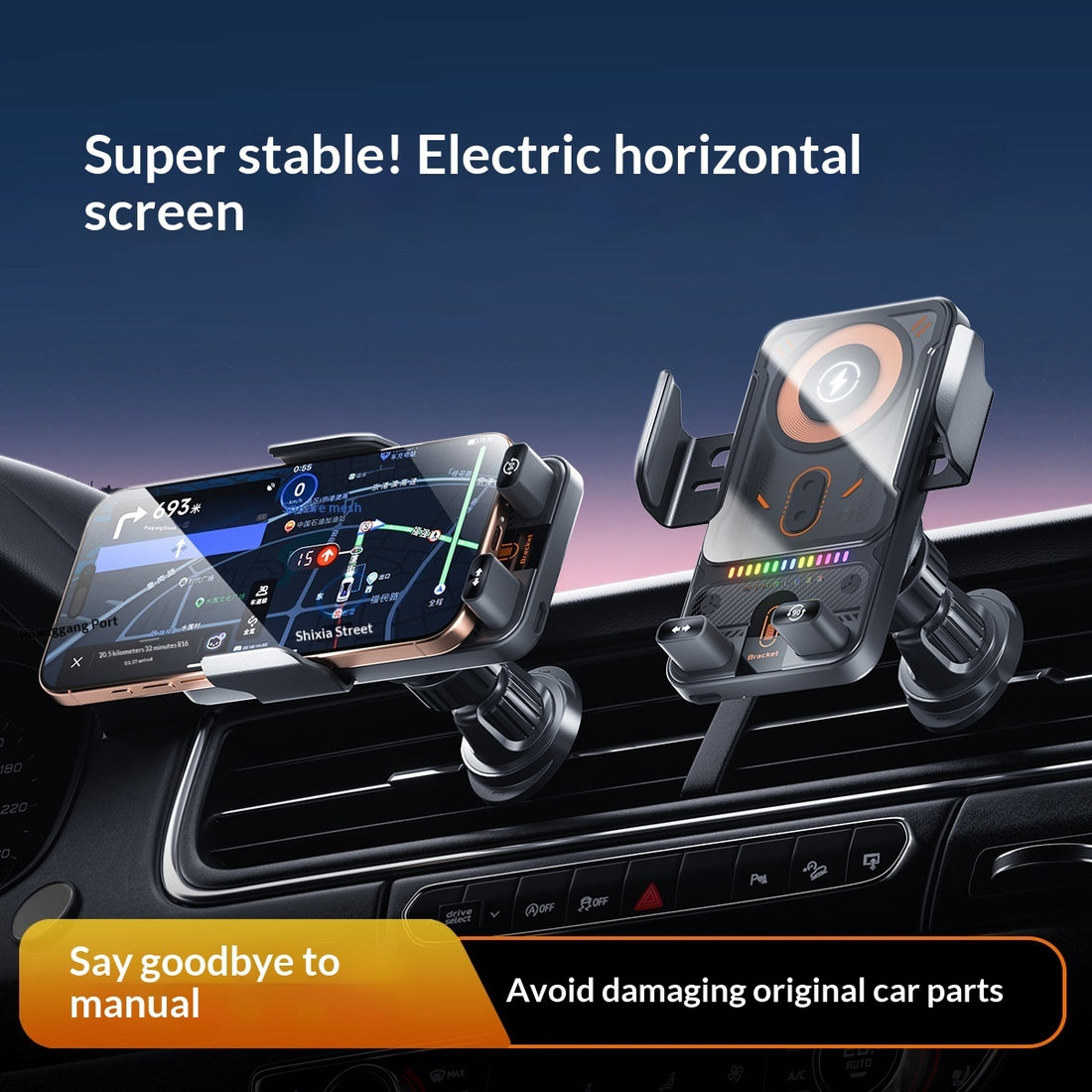 Wireless Charging Car Air Vent Phone Mount For Navigation