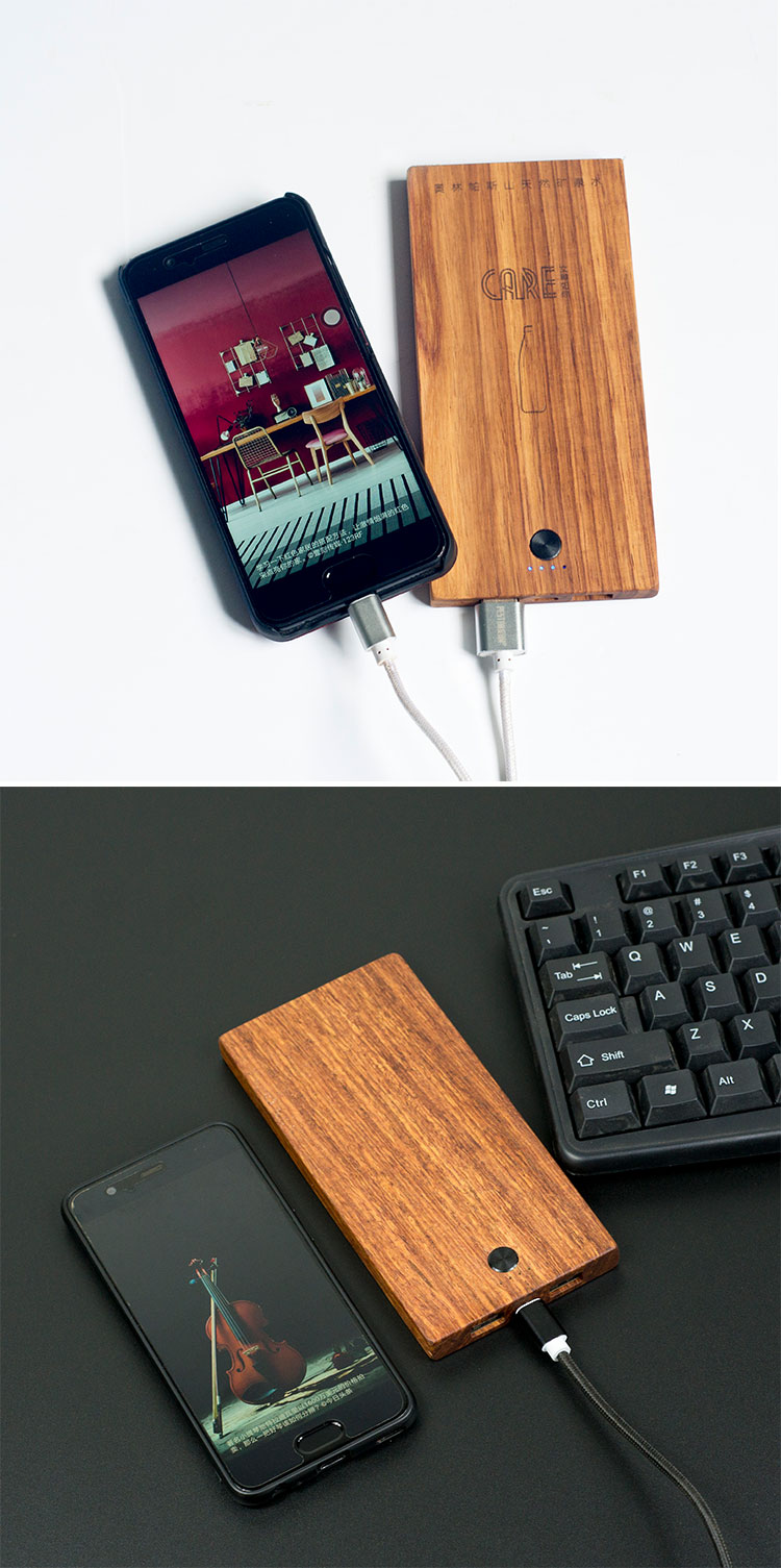 Wooden Handicraft Phone Fast Charge Mobile Power Bank